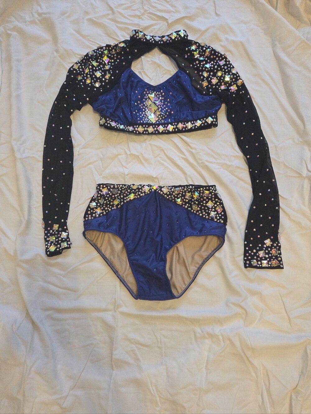 Glamour Blue and Black Two-Piece Dance Costume